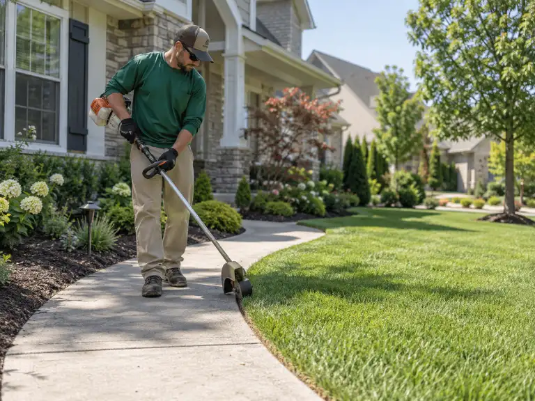 Mulching and shrub care service maintaining a residential landscape in Roanoke VA